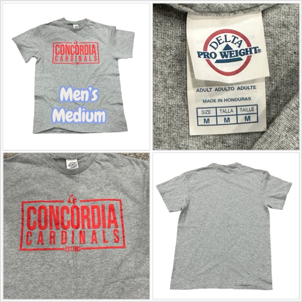 Adult Concordia University Medium Gray T-Shirt Tee Top Crew Short Sleeve